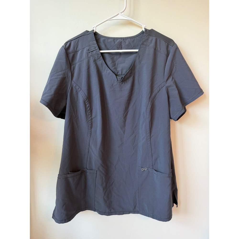 Cherokee Infinity Womens V-Neck Scrub Top Charcoal Gray XL CK623